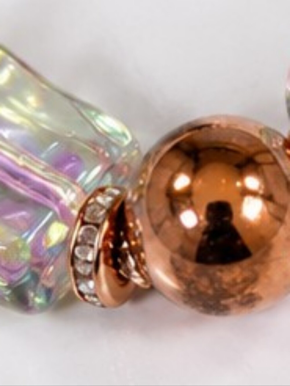 Vintage Y2K Iridescent Lucite Necklace & Earring Set Copper Tone AB Statement - Picture 5 of 7